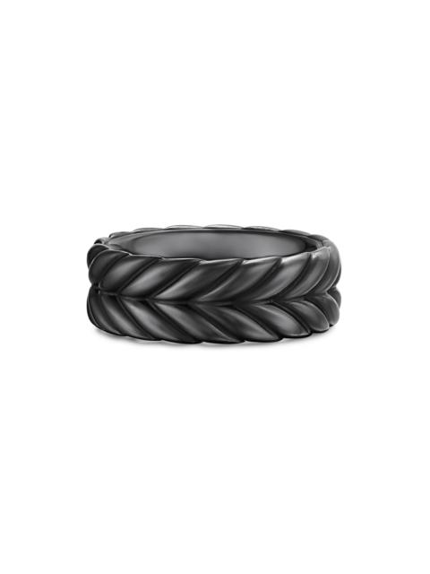 DAVID YURMAN Men's Chevron Band Ring in Black Titanium, 9MM - Black