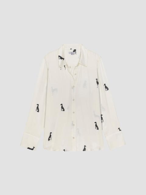 Rails Women's Saige Dog-Print Shirt - Ivory Whippets