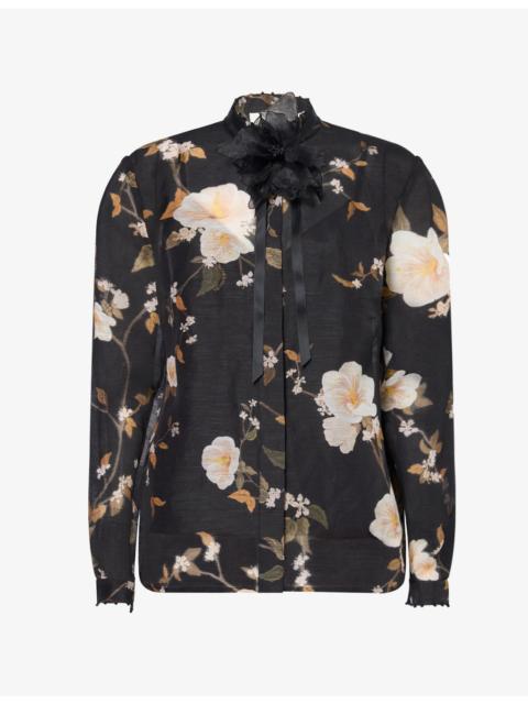 Zimmermann Ascent Embellished Linen-Blend Body Shirt