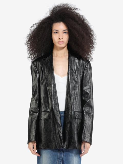 CREASE-EFFECT FAUX-LEATHER BLAZER