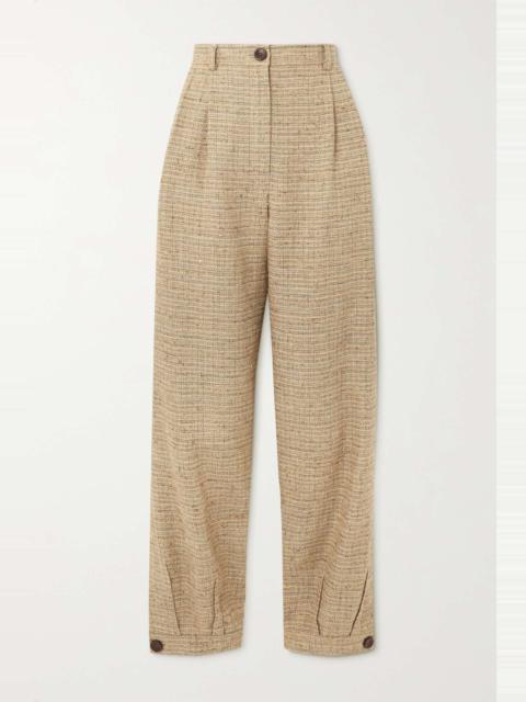 Phyllis checked linen and silk-blend tapered pants