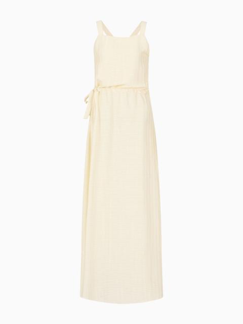 EMPORIO ARMANI Drawstring dress with crossover shoulder straps and all-over rectangle motif