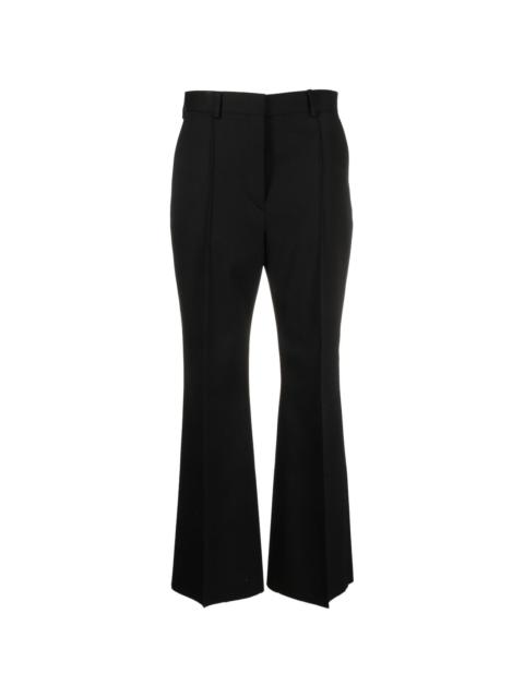flared cropped wool trousers