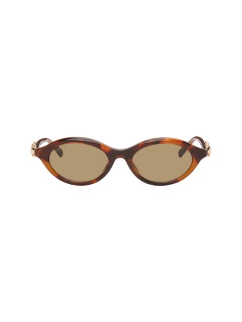 GUCCI Brown Oval-Frame Sunglasses