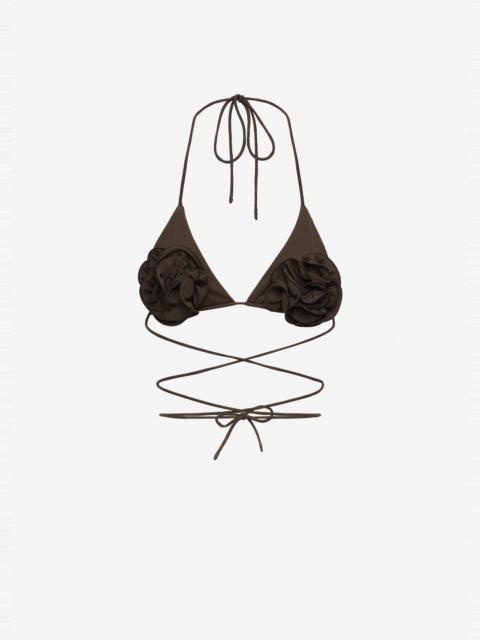 MAGDA BUTRYM Floral strappy triangle bikini top in brown