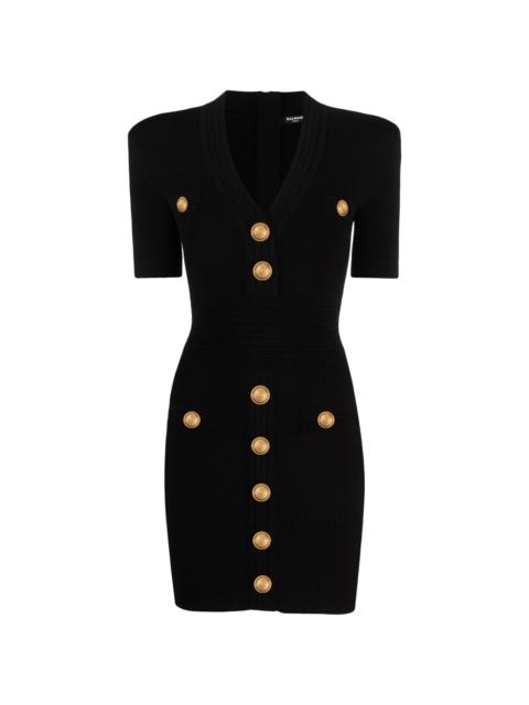 Balmain V-neck knitted minidress