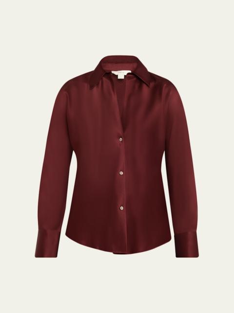 Vince Bias Silk Long-Sleeve Blouse