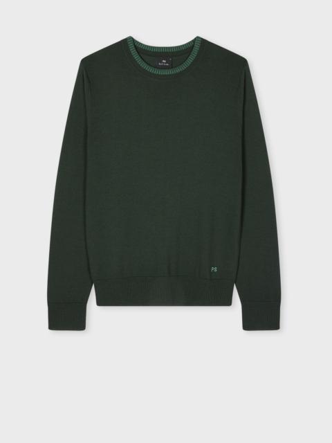 Paul Smith Dark Green Contrast-Collar Merino Wool Sweater