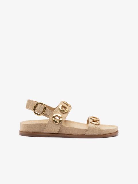 Larroudé Milan Sport Sandal In Beige Raffia