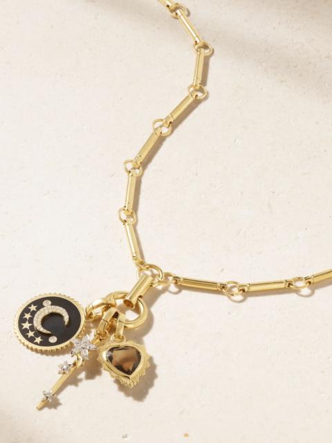 FOUNDRAE 18-karat gold, enamel, diamond and quartz necklace Gold