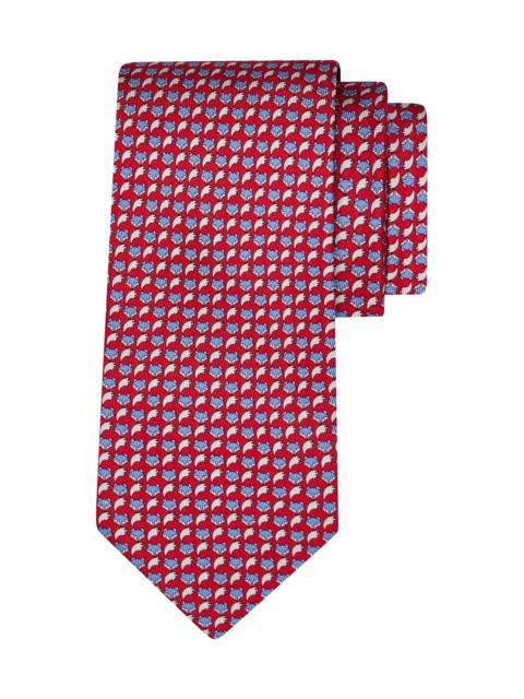 FERRAGAMO Men's Alda Animal-Print Silk Tie - Rosso