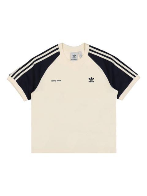 (WMNS) adidas Originals x Sporty & Rich T-shirt 'Cream White Navy' IN5251