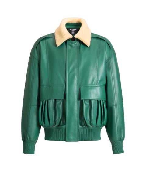 Balmain Shearling leather bomber jacket