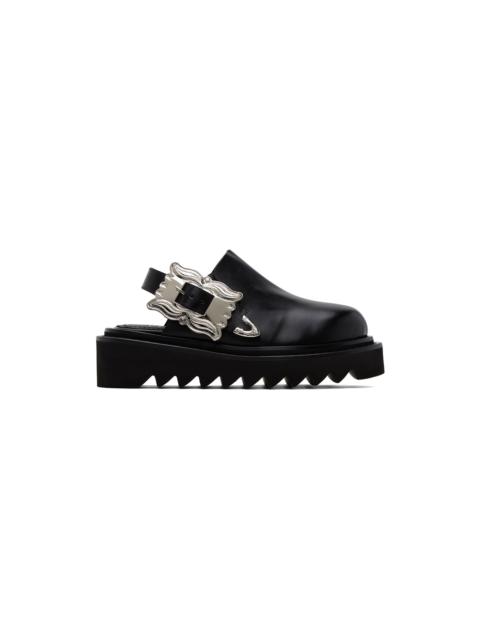 Black Pin-Buckle Mules