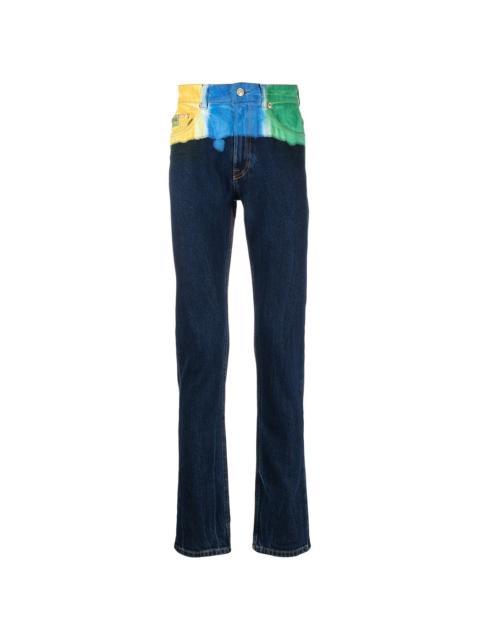 colour-block slim-fit jeans