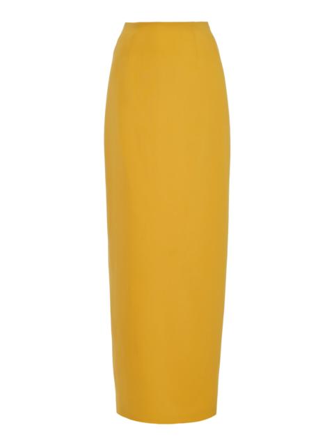 CAROLINA HERRERA Column Bi-Stretch Wool Tailored Maxi Skirt yellow