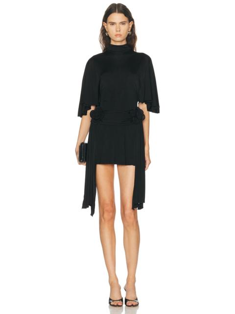 David Koma 3D Lace Flower Detail Draped Sleeve Mini Dress
