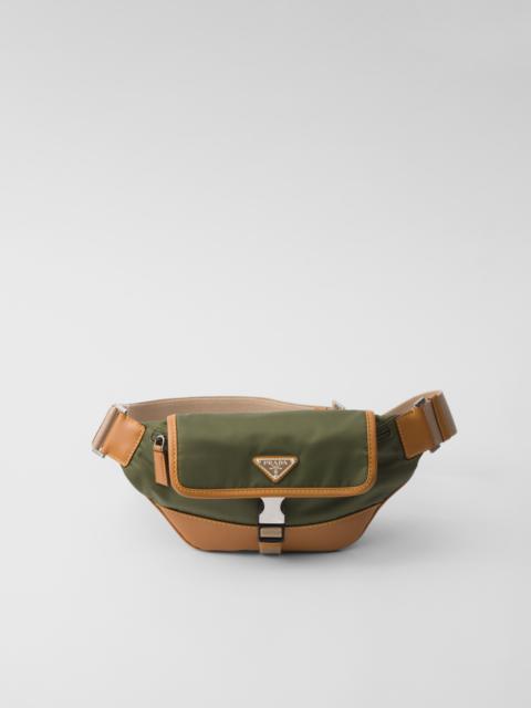 Re-Nylon and leather shoulder bag