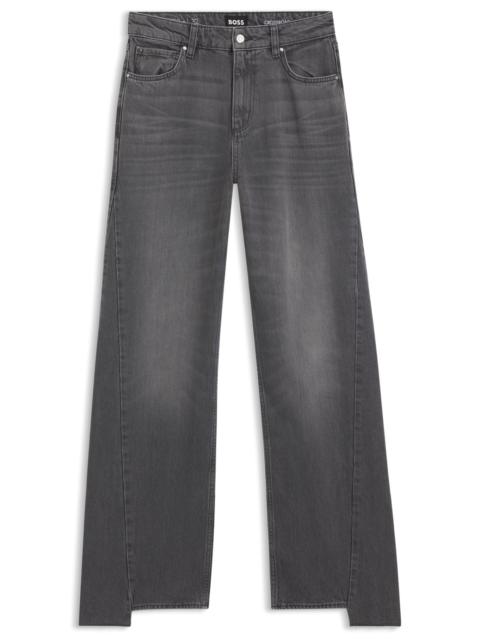 BOSS BOYFRIEND-FIT JEANS IN GRAY RIGID DENIM