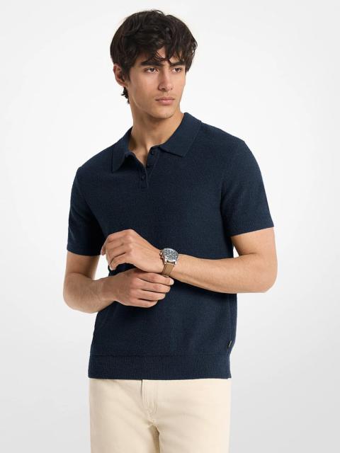 MICHAEL KORS Boucle Cotton Blend Short-Sleeve Polo Sweater