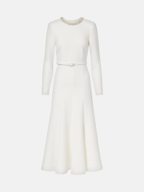 ROLAND MOURET Crystal-embellished crêpe cocktail dress