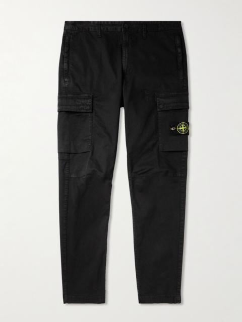 Stone Island Tapered Stretch-Cotton Cargo Trousers Black
