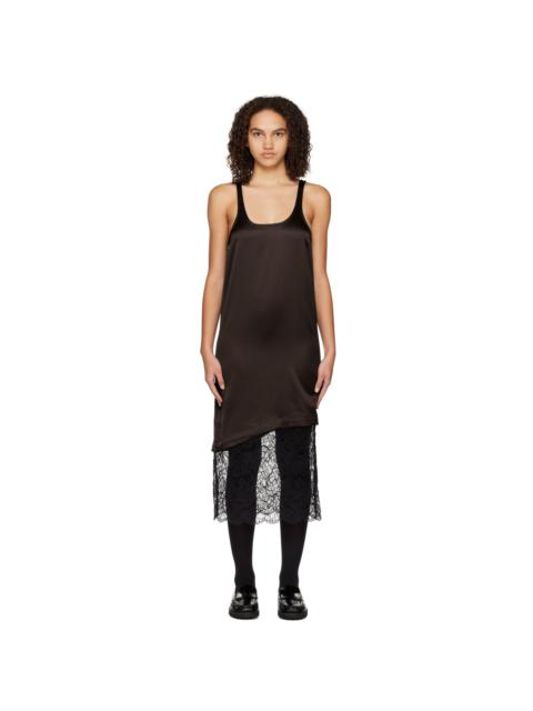 GANNI Brown Paneled Midi Dress