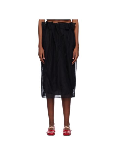 Black Pleated Midi Skirt