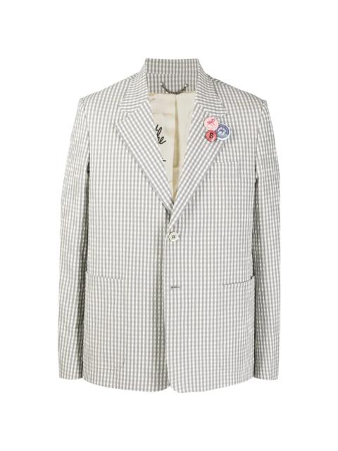 gingham-check single-breasted blazer