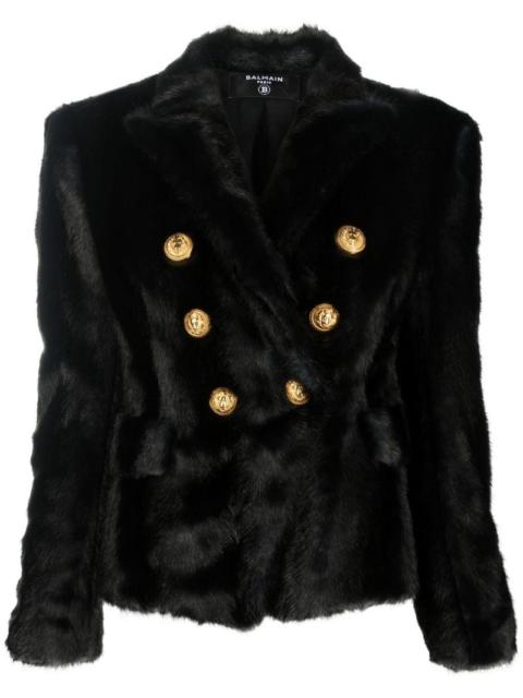 Balmain faux-fur double breasted jacket