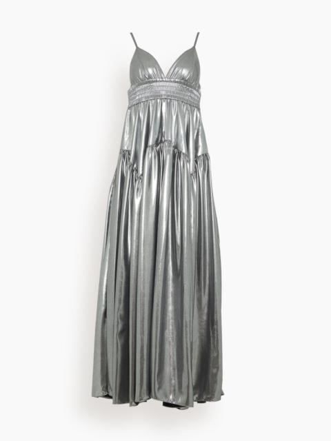ROSETTA GETTY Gathered Peplum Camisole Dress in Silver