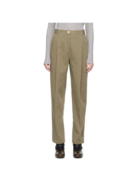 House of Dagmar Khaki Mid-Rise Trousers