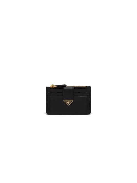 Saffiano and smooth leather card holder