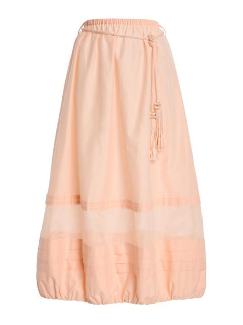 POSSE Exclusive La Isla Willow Cotton-Silk Midi Skirt light pink