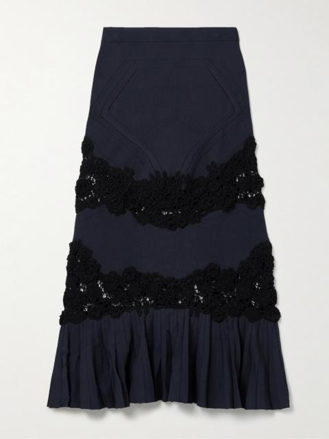 ULLA JOHNSON Madeline Crochet-paneled Ribbed-knit Maxi Skirt