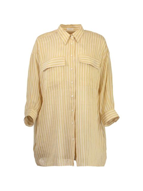 Brunello Cucinelli stripe-pattern flap-pocket shirt