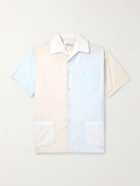 Maison Margiela Camp-Collar Colour-Block Cotton-Poplin Shirt White