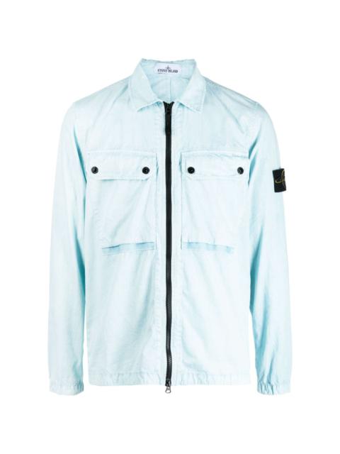 Compass logo-patch zip-up shirt jacket
