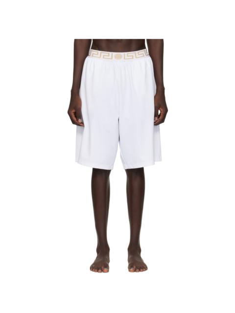 VERSACE White Greca Border Swim Shorts