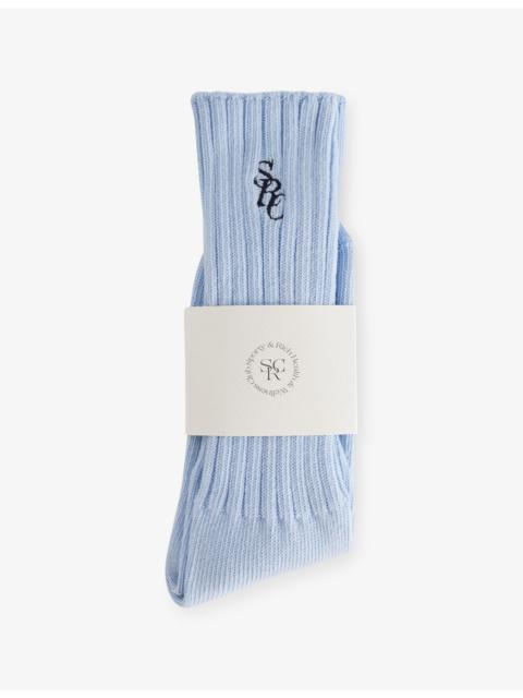 Sporty & Rich Logo-Embroidered Cotton-Blend Socks