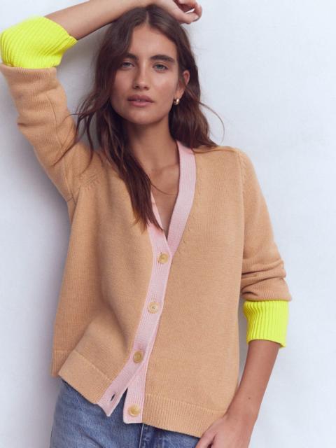BODEN Lucy Relaxed Cotton Cardigan-Camel Melange