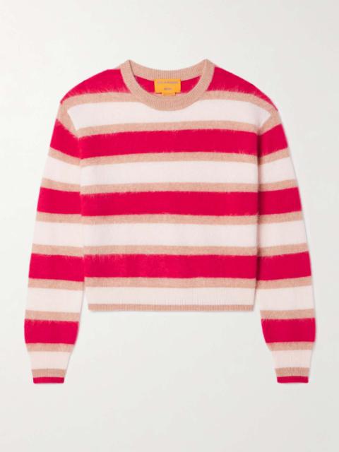 GUEST IN RESIDENCE Striped brushed-cashmere sweater Red