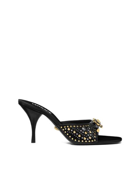 VERSACE 85mm La Medusa embellished leather mules