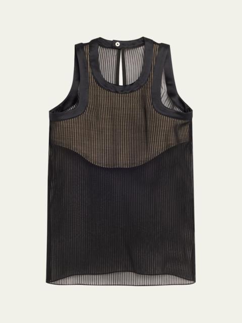 sacai Striped Chiffon Tank Top