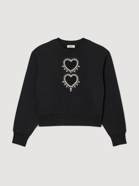 SWEATSHIRT WITH RHINESTONE HEARTS