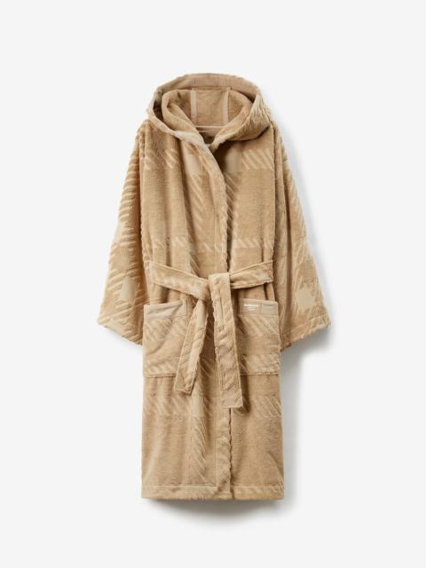 Burberry Check Cotton Jacquard Hooded Robe