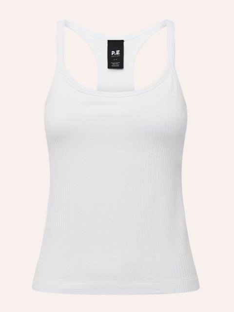 P.E NATION REFINE SEAMLESS RIB TANK IN WHITE