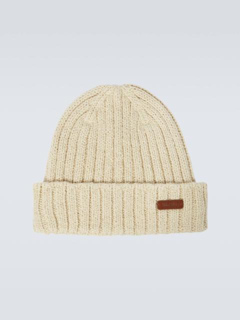 Niseko leather-trimmed cotton beanie