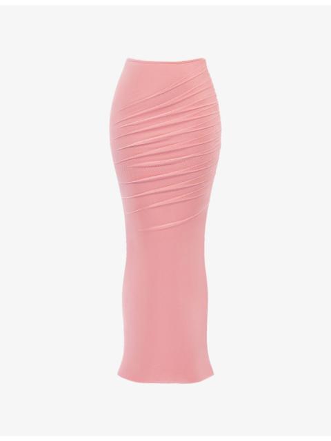 House of CB Cassidy Fluted-Hem Mesh Maxi Skirt