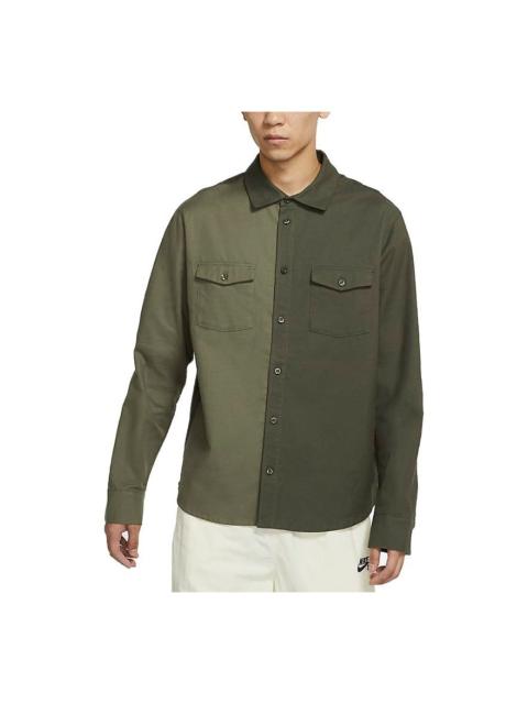 Nike Nike SB Skateboard flannel Skateboard Splicing Long Sleeves Shirt Green Army green DA4168-325